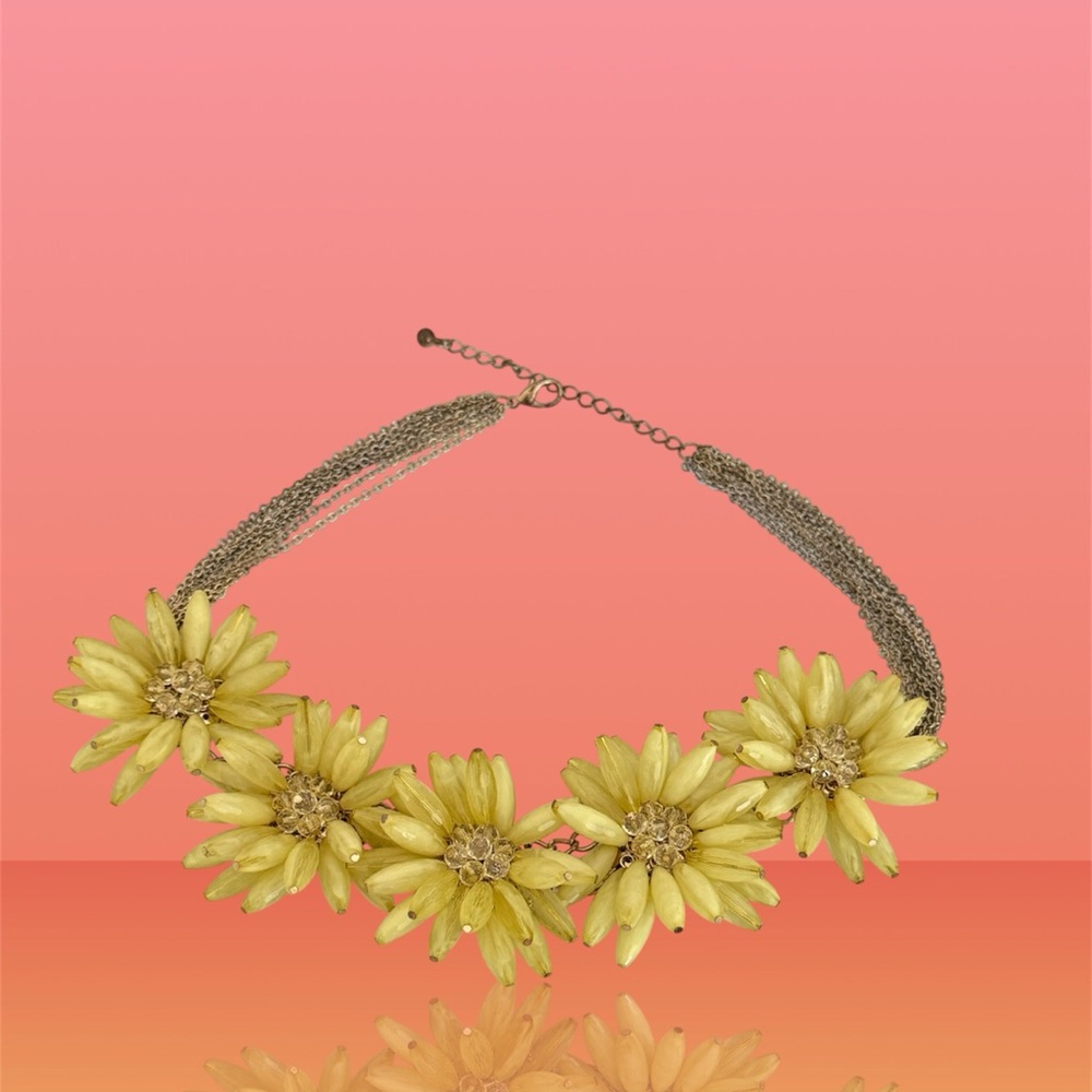 🛍️SALE🛍️ Ted Baker Vintage Designer Aster Burst Daisy Flowers Statement Necklace - Picture 5 of 7